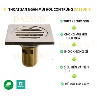 Phễu thoát sàn ngăn mùi 100%, ngăn côn trùng  DAESUN DS 515 (10 x 10cm)mặt siêu dày