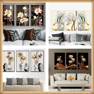 Bộ 3 Tranh treo tường hoa sen mang nhiều ý nghĩa phong thủy tốt lành Halo Canvas - Decor