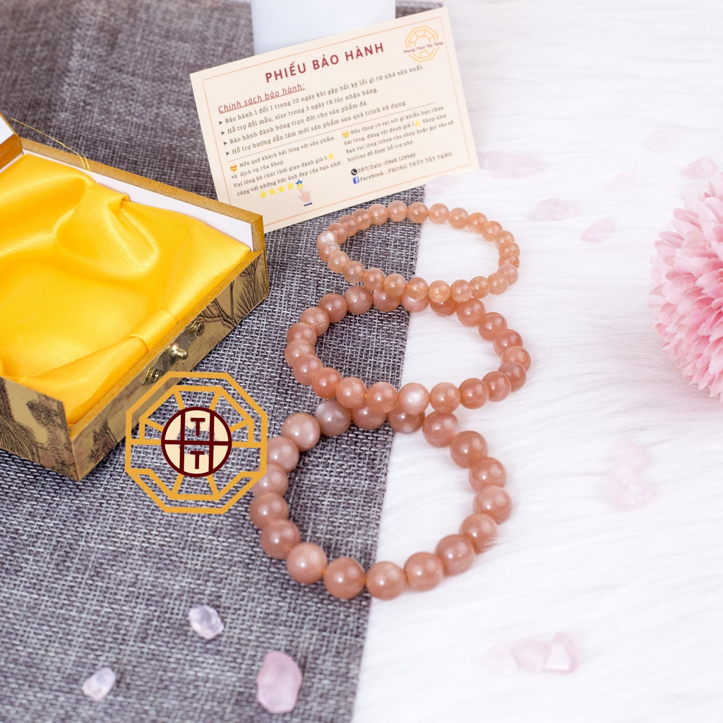 Vòng Tay Phong Thủy Đá Mặtt Trời Sun Sttone [TẶNG HỘP GỖ CAO CẤP] tài lộc nam nữ mệnh Hỏa Thổ - Phong Thủy Tây Tạng