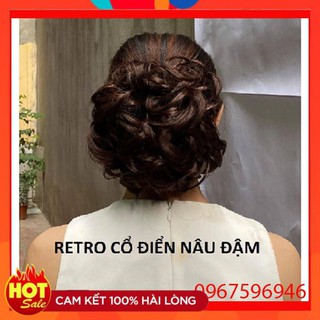 💖𝑭𝑹𝑬𝑬𝑺𝑯𝑰𝑷💖 Búi tóc giả nữ thời trang trung niên quý bà cao cấp loại đẹp - Búi retro cổ điển