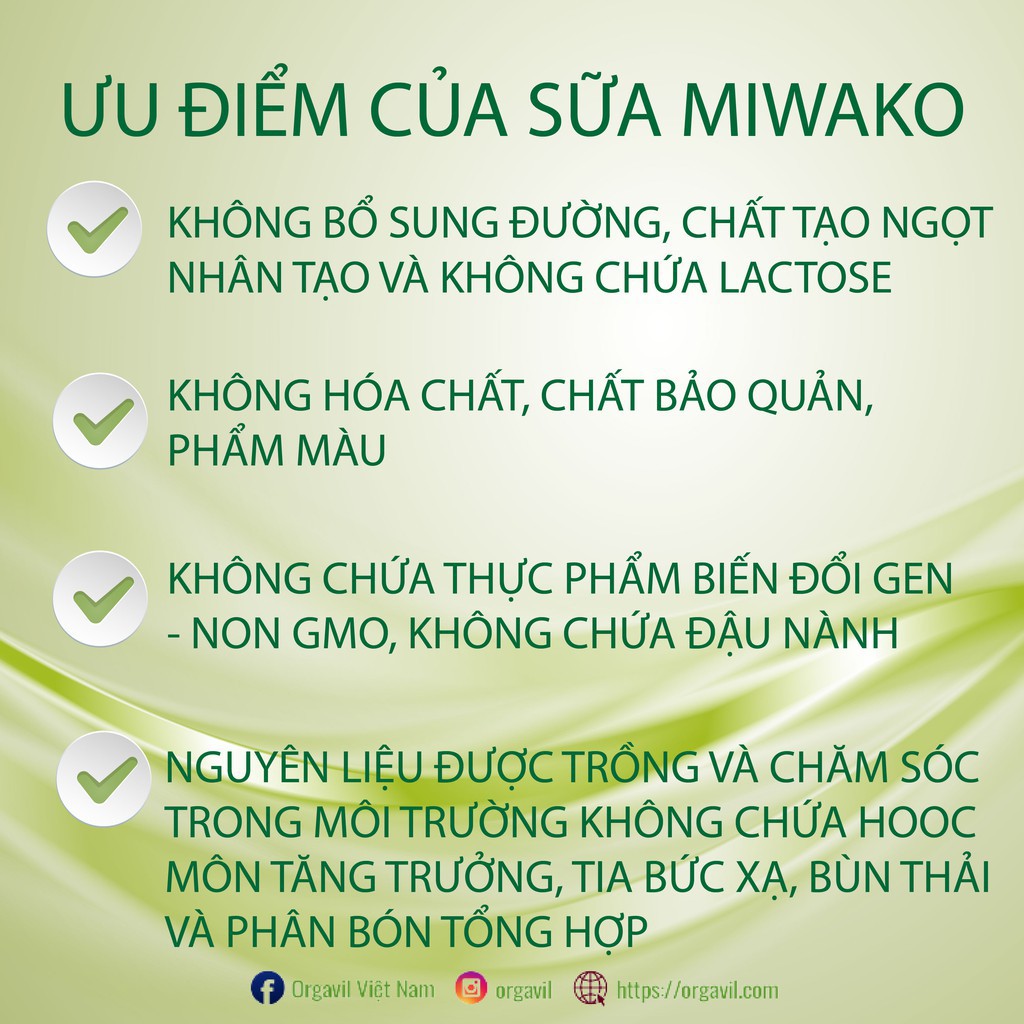 Combo 3 Thùng Sữa Hữu Cơ Vị Gạo Bổ Sung Omega 3 Miwako A+ 700g - Orgavil - Sữa Công Thức Thực Vật Miwako - Orgavil