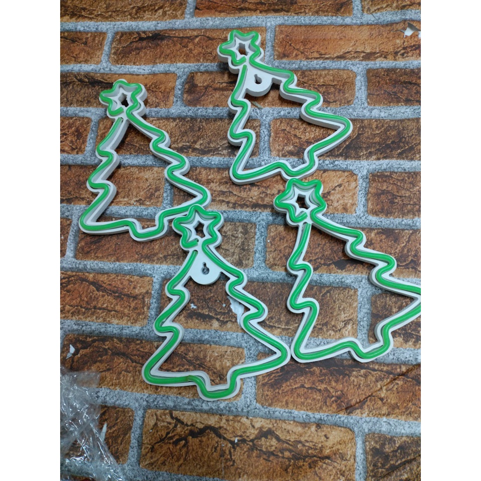 Tặng kèm đèn led neon cây thông mini, đèn led neon trang trí dùng pin hình cây thông