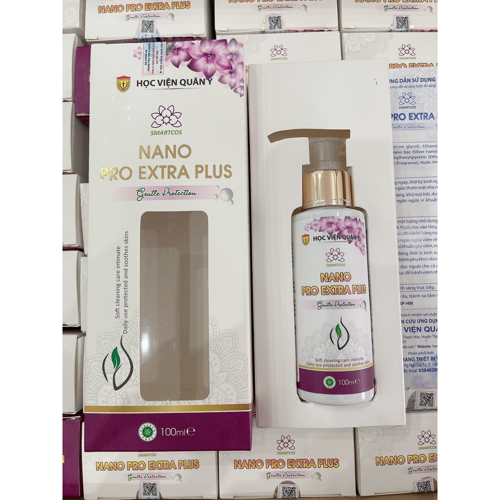 Dung dịch vệ sinh phụ nữ Nano pro Extra Học viện quân y chai 100ml dùng 3 tháng
