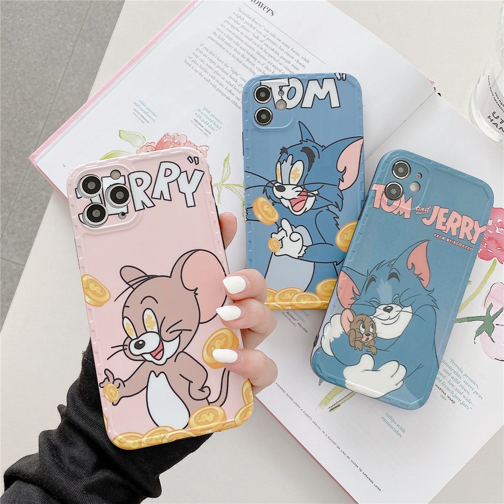 Soft Plastic Phone Cases Cute Couple cartoon Tom and Jerry Case suitable for iPhone12 mini 11 PRO MAX 7/8plus SE2020 X/XS XR XSMAX