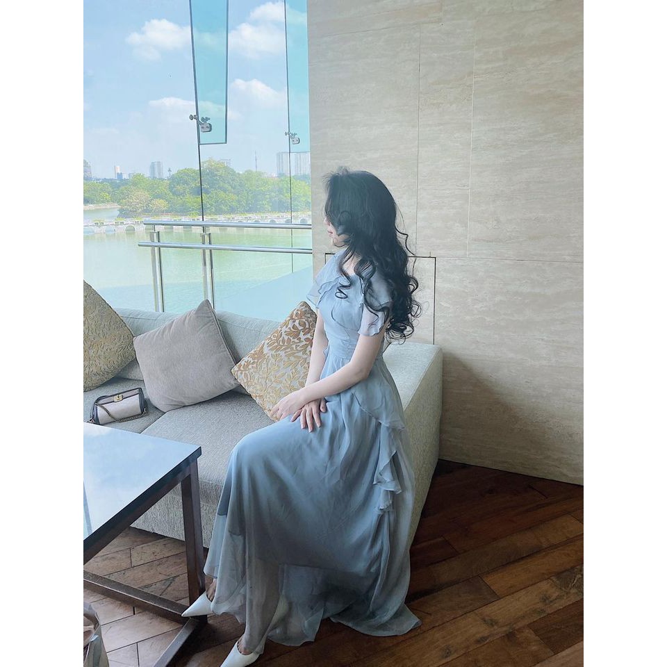 Maxi tơ cao cấp Ruby, cực tôn và trắng da, tay chờm che tay tiểu thơ Nàng nha