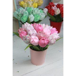 Chậu Hoa TuLip vải Handmade