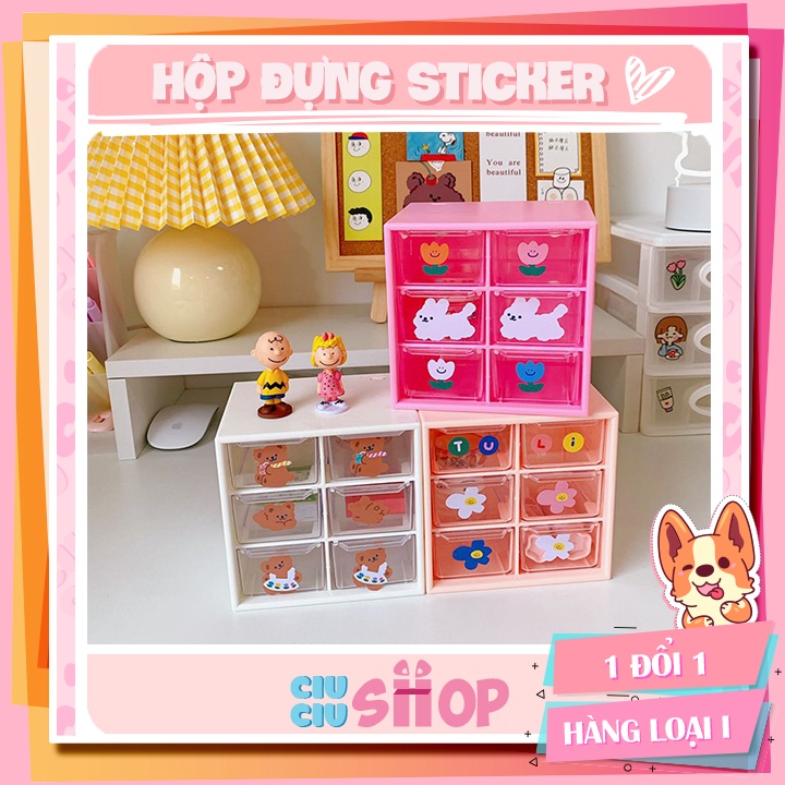 Tủ kệ mini 9 ngăn đựng phụ kiện sticker,washi tape siêu xinh CiuCiu shop