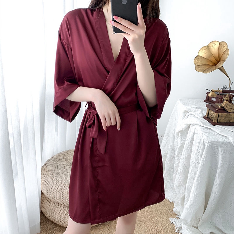 Bộ Đồ Ngủ Lụa Phối Ren Gợi Cảm Cho Nữ