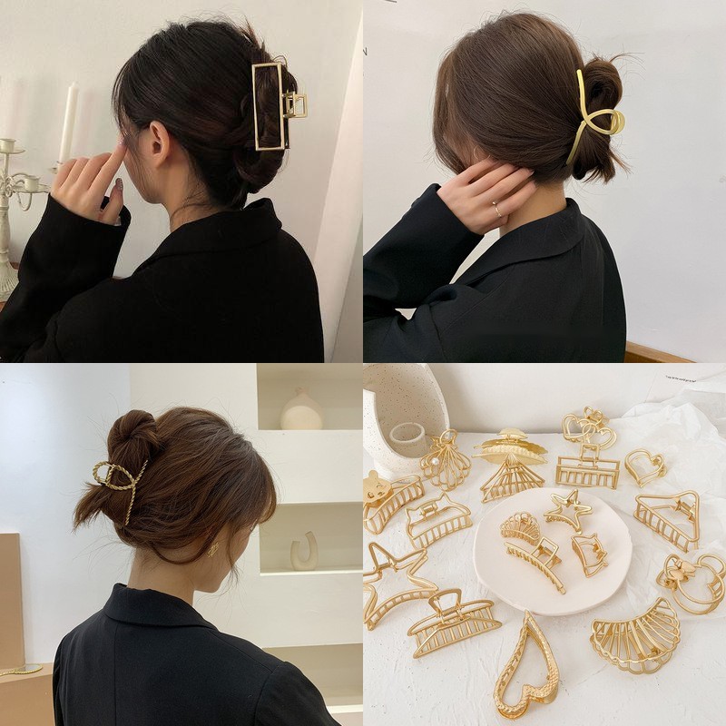 Kẹp Tóc Kim Loại Thiết Kế Đơn Giản Phong Cách Retro Hàn Quốc