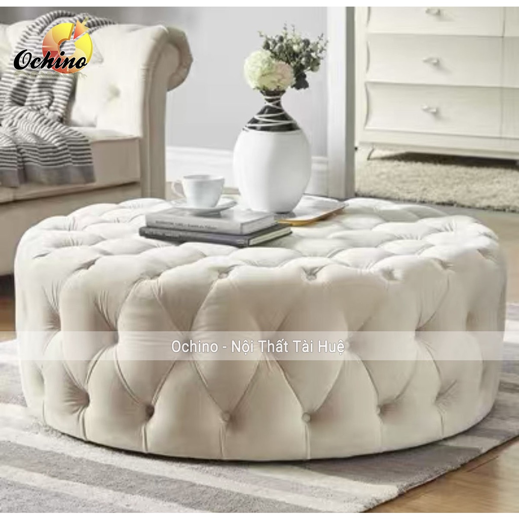 Đôn Tròn sofa cho shop mẫu Nhún cổ điển Cao Cấp phong cách bắc âu Size 80cm ( ảnh thật shop chụp)