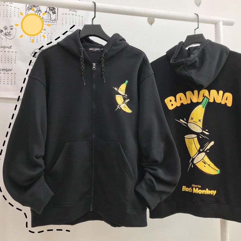 Áo khoác nỉ dây kéo form rộng Banana (ẢNH THẬT)