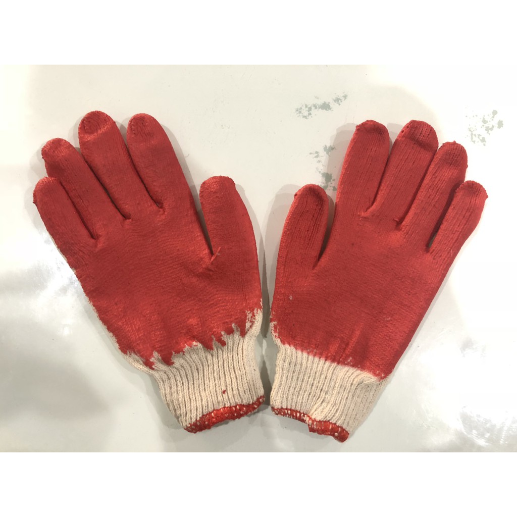 GĂNG TAY PHỦ NHỰA ĐỎ 40G , 50G - Hình Thật