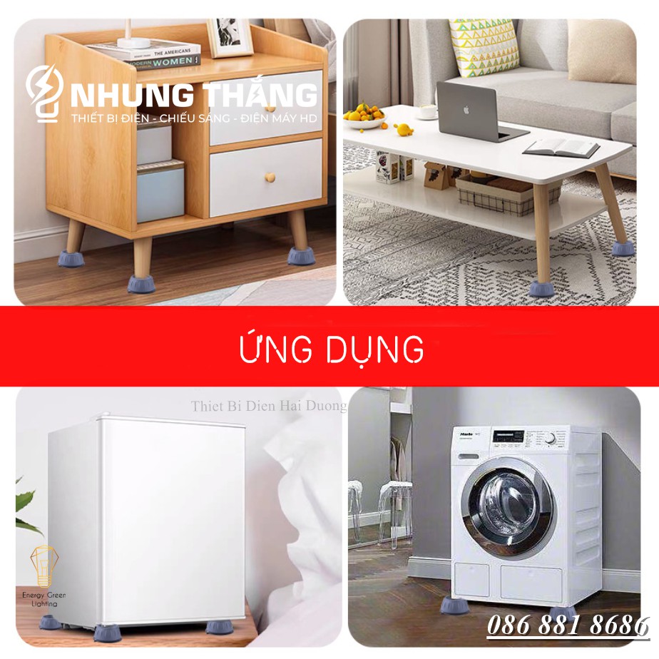 Bộ 4 Miếng Đệm Chống Rung Máy giặt - Kê Cao Máy Giặt - Giảm Rung Lắc Tăng Tuổi Thọ