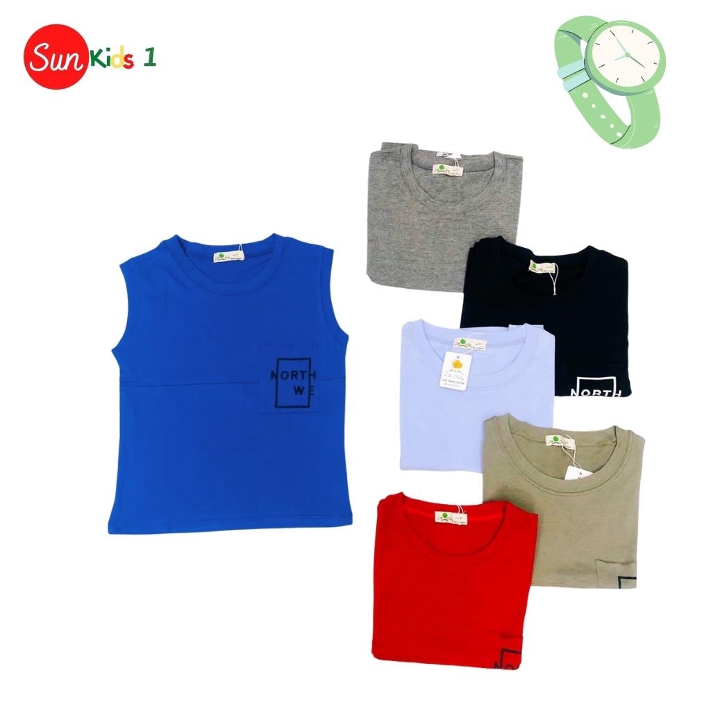 Áo thun bé trai, áo ba lỗ bé trai chất cotton, nhiều màu, Size 9 - 14 tuổi - SUNKIDS1