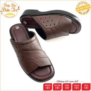 Dép Nam Quai Ngang Trung Niên Da Bò Cao Cấp
