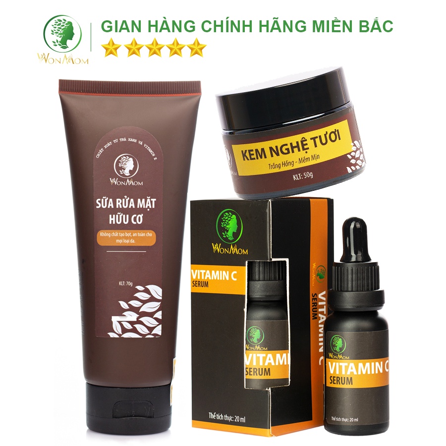 Giảm 50K - Đơn 479K  Bộ dưỡng trắng da mặt chuyên sâu Wonmom  Sữa rửa mặt