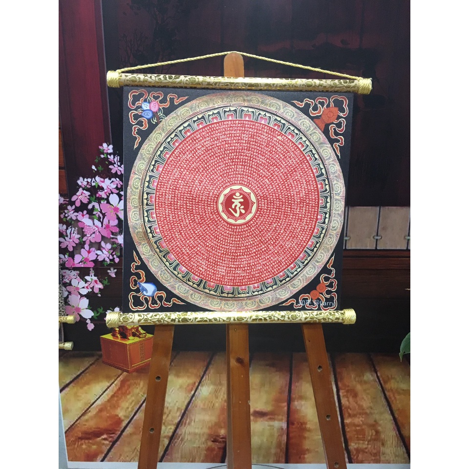 Tranh Liễn Phật Giáo - Chú Lăng Nghiêm,vải canvas nẹp sáo gỗ, nhiêu Mẫu Lựa chọn,kích thướt 50x 50cm -giá ấn tống