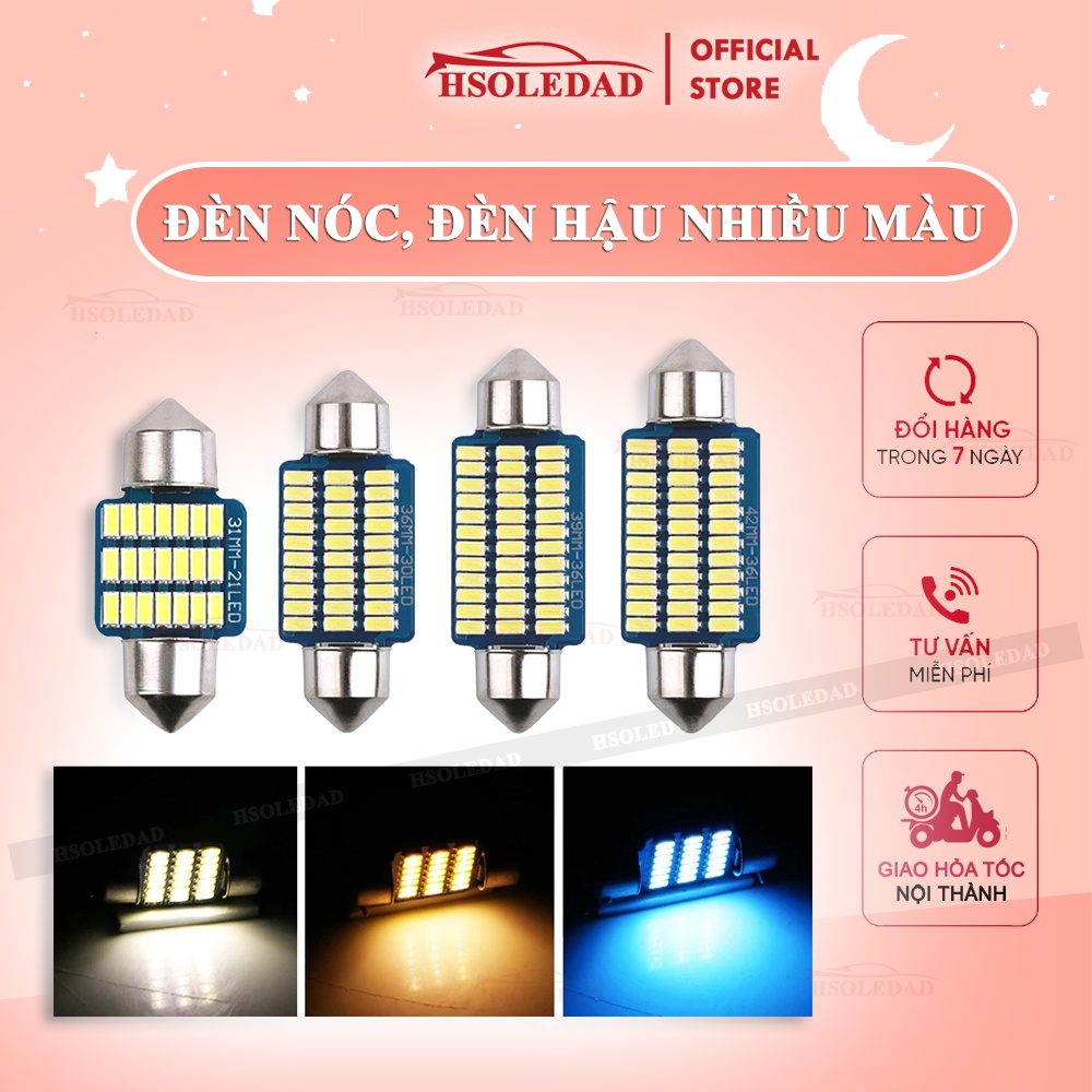 LED trần ô tô gắn nóc xe C5W full size 31mm, 36mm, 39mm, 41mm chip 3014 nhiều màu lựa chọn