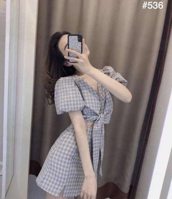 Set caro cột nơ siêu xinh