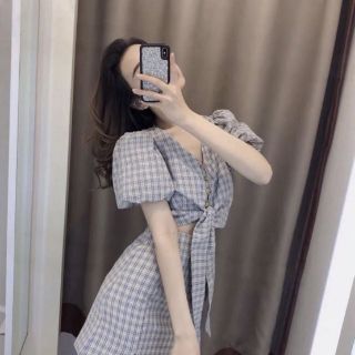 Đầm Nữ, Set caro cột nơ siêu xinh