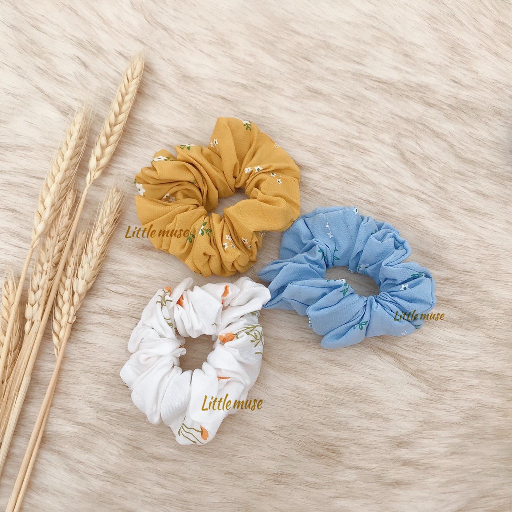 SCRUNCHIES vải hoa nhí Handmade  Little Muse  dây cột tóc nhiều màu điệu đà