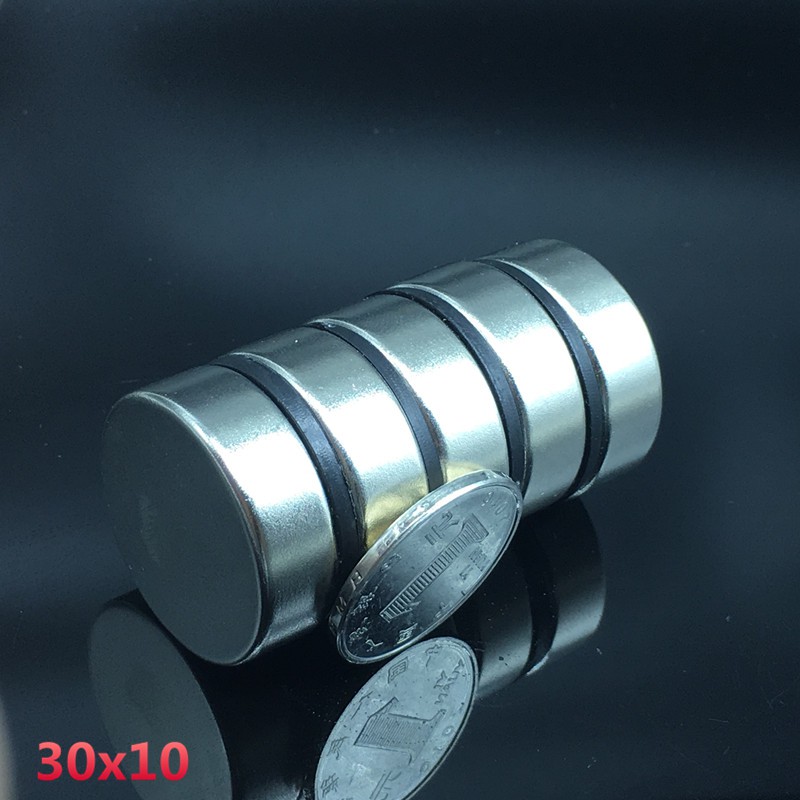 Nam châm viên trắng 30x10mm, loại nam châm đất hiếm lực hút mạnh