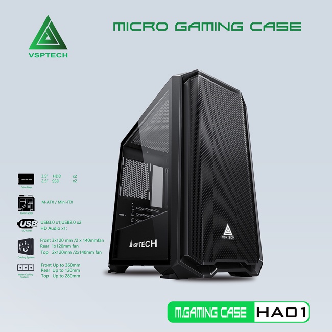 [Mã 254ELSALE giảm 7% đơn 300K] CASE VSPTECH GAMING HA01