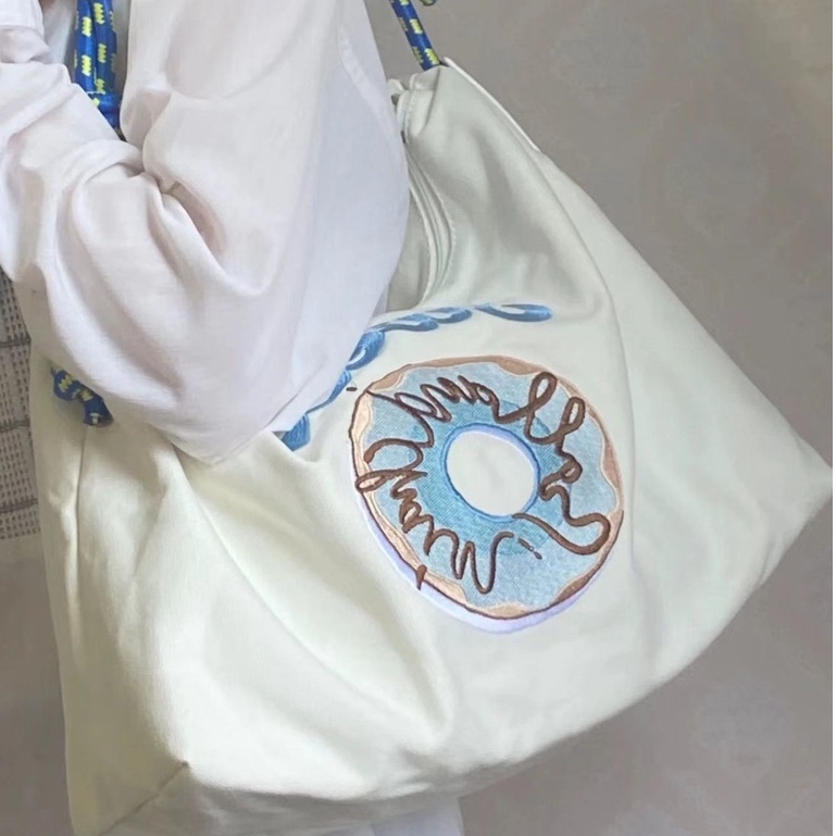 Túi Tote Đeo Vai Vải Canvas Thêu Họa Tiết Phong Cách Nhật Bản Thời Trang Cho Nữ