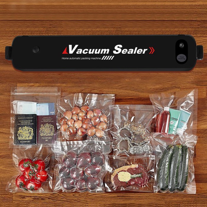 Máy hút chân không thực phẩm cầm tay Vacuum Sealer công suất 90w kiêm máy hàn miêng túi·có kèm 10 túi hút chân không