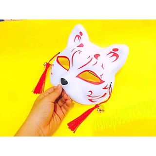 Mặt nạ mèo kitsune Nhật Bản vẽ thủ công mã MNE60 Osp18