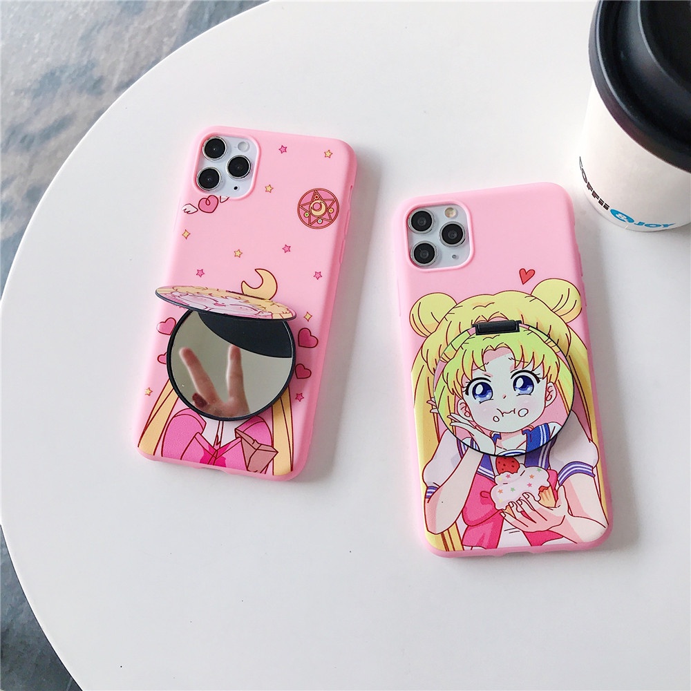 iPhone 12 Mini 11 Pro Max X XR XS Max 8 7 6 6S Plus SE 2020 Sailor Moon Mobile Phone Soft Case with The Same Sailor Moon Mirror