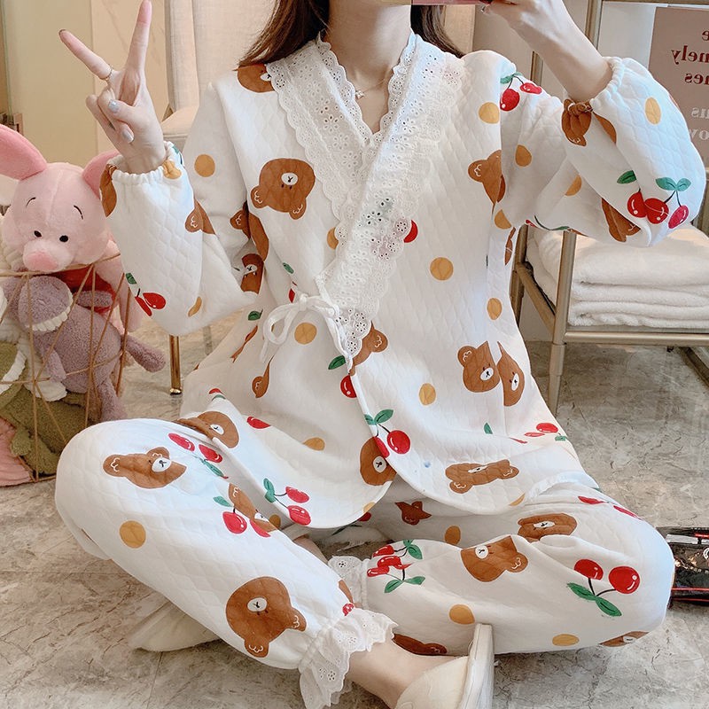 Bộ Đồ Ngủ Vải Cotton Màu Sắc Đơn Giản Dành Cho Bà Bầu