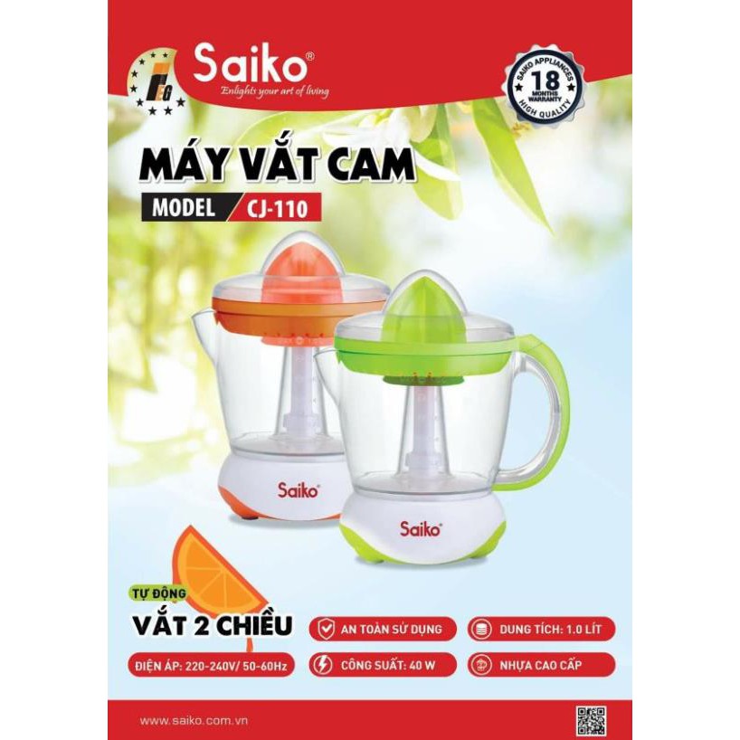 MÁY VẮT CAM SAIKO CJ-110 - TỰ ĐỘNG VẮT 2 CHIỀU