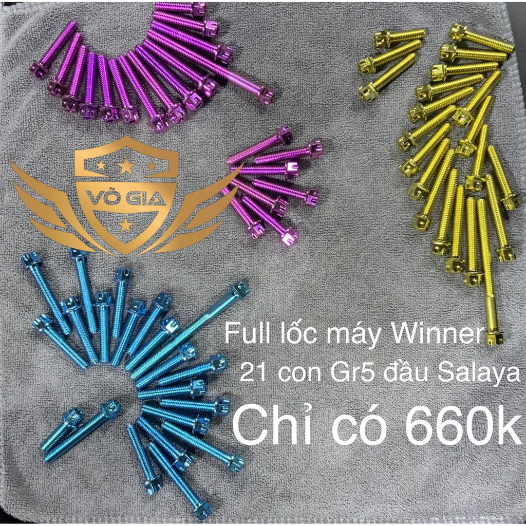 Full Ốc LỐC MÁY TITAN GR5 ĐẦU SALAYA Cho Sonic, Winner, Ex, Future, Raider, Satria...