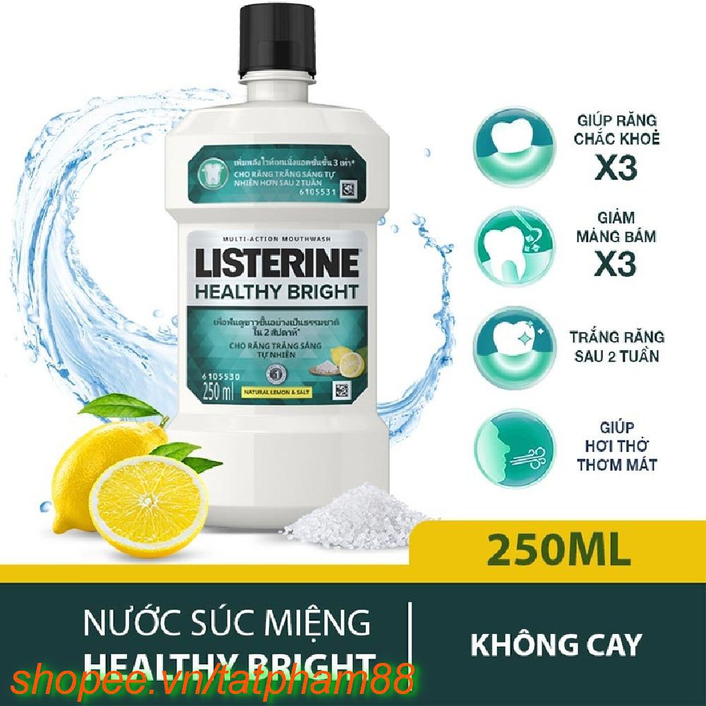 Nước Súc Miệng 250Ml Listerine Healthy Bright Làm Trắng Răng Thơm Miệng, tatpham88 Chất Lượng Tạo Nên Niềm Tin.