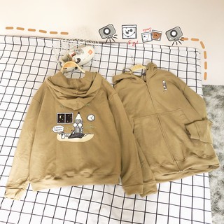 Áo Khoác Nỉ Bông hình BÚT CHÌ màu Caramel Unisex