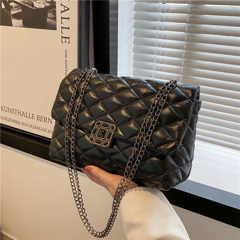 Túi đeo vai IELGY hình vuông cỡ nhỏ thêu họa tiết độc đáo chốt cài thời trang cho nữ