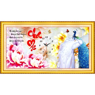 Tranh đính đá, Tranh thêu chữ thập 3D Cha mẹ LV077, LV3052 - tự thêu, tự đính