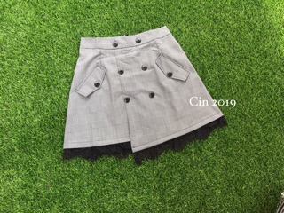Chân váy kẻ phối ren siêu đẹp