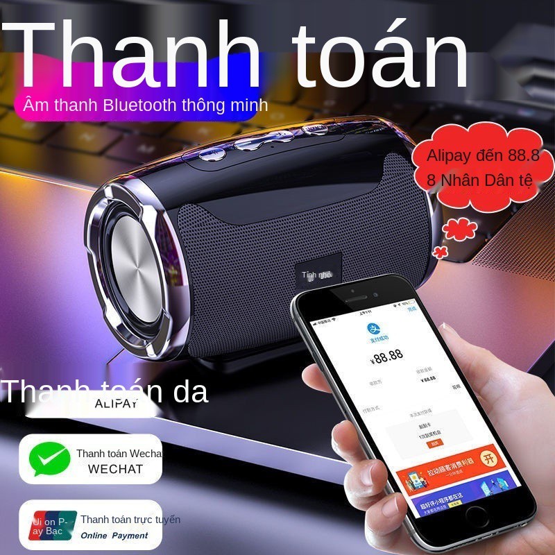 Xiao Xing F5 loa bluetooth không dây AI thông minh, âm lượng lớn, siêu trầm màng kép, thẻ cắm ngoài xe hơi, nhỏ