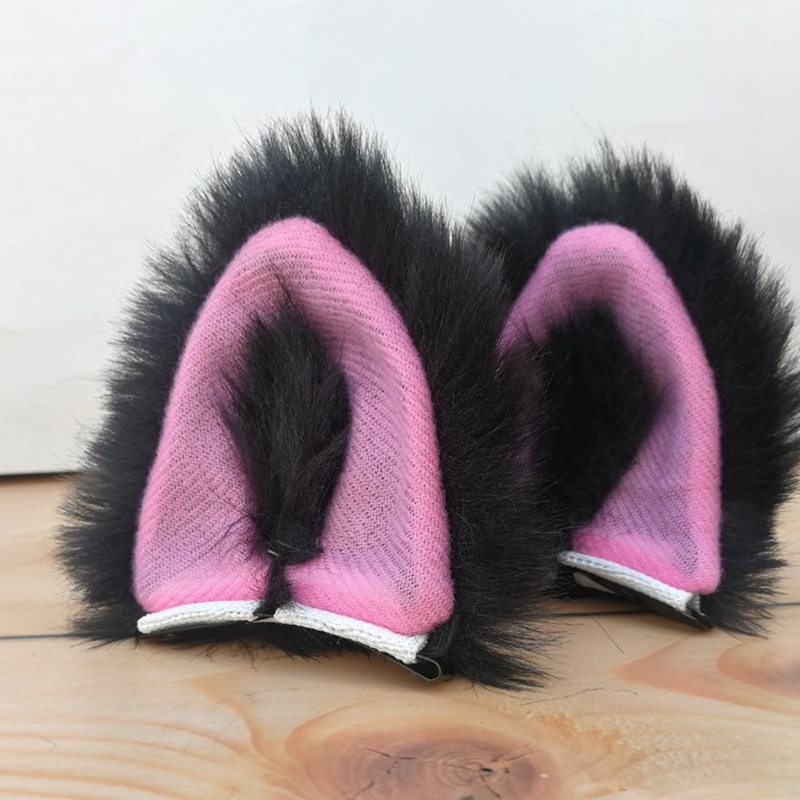 Kẹp Tóc Hình Tai Mèo Phối Lông Phong Cách Lolita Đáng Yêu