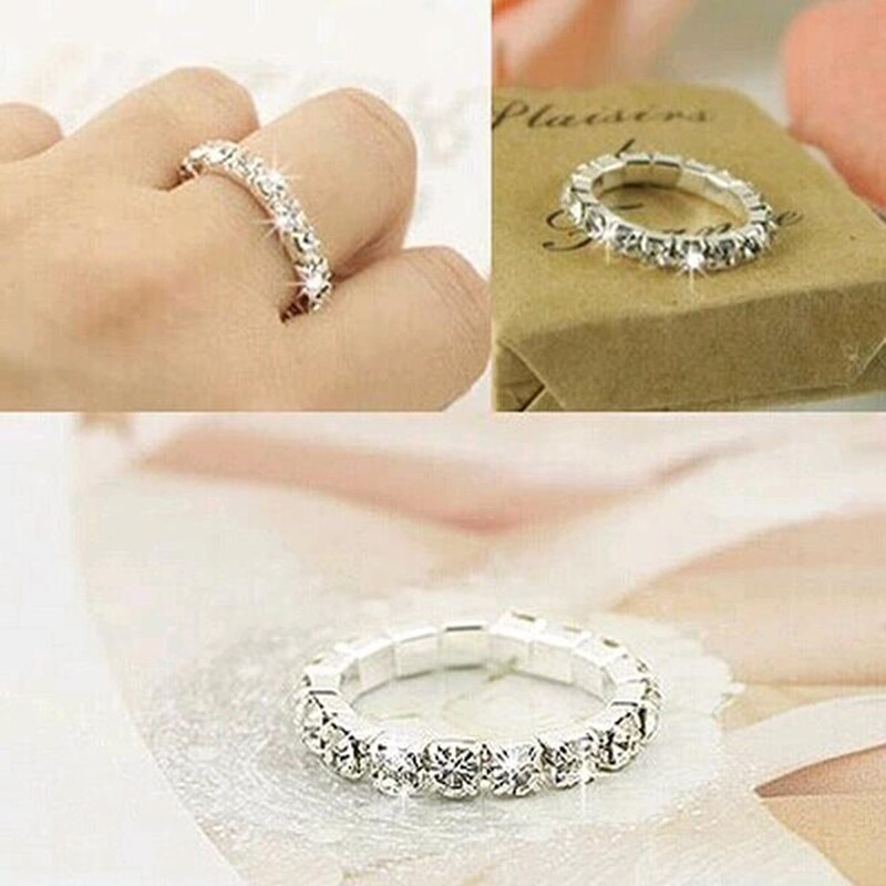 Nhẫn mạ bạc đính đá lấp lánh phong cách Hàn Quốc thời trang sang trọng