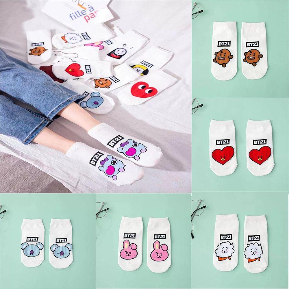 Vớ Cotton In Hình BT21 BTS Van Shooky Cooky Rj Mang Koya
