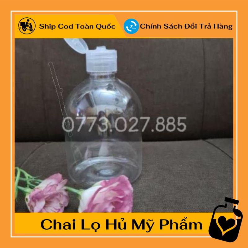 Chai Chiết Mĩ Phẩm ❤ TOP GIÁ RẺ ❤ Chai đựng gel nắp bật 500ml lùn rỗng chiết mỹ phẩm , phụ kiện du lịch