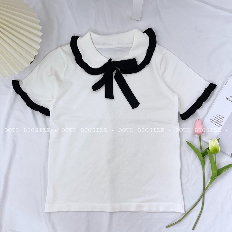 [OOTD BIGSIZE 60-90KG] Áo len dệt cổ sen nơ