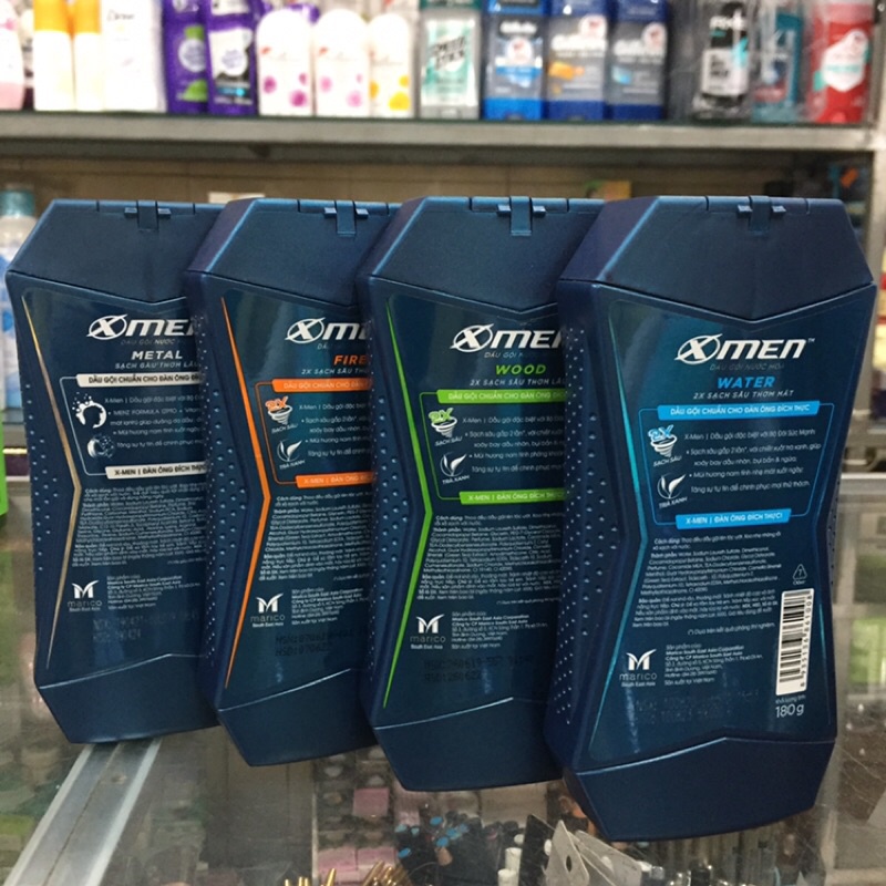 Dầu Gội X-Men Wood / Fire / Mental / Water Sạch Sâu Thơm Lâu 180g