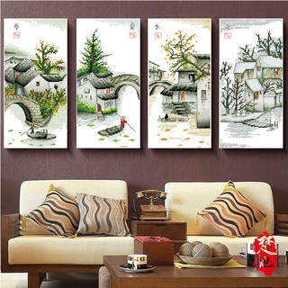 Tranh Thêu Chữ Thập Xuân Hạ Thu Đông F213 (Khách tự thêu) KT:80X46CM