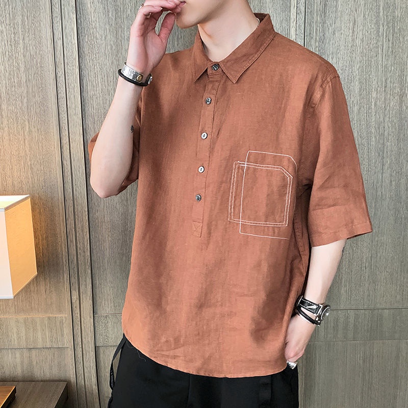 Áo Sơ Mi Ngắn Tay Thời Trang Mùa Hè Nhật Bản Dành Cho Nam