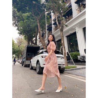 HALA Sandie Dress - Váy lụa tơ eo nơ dáng dài
