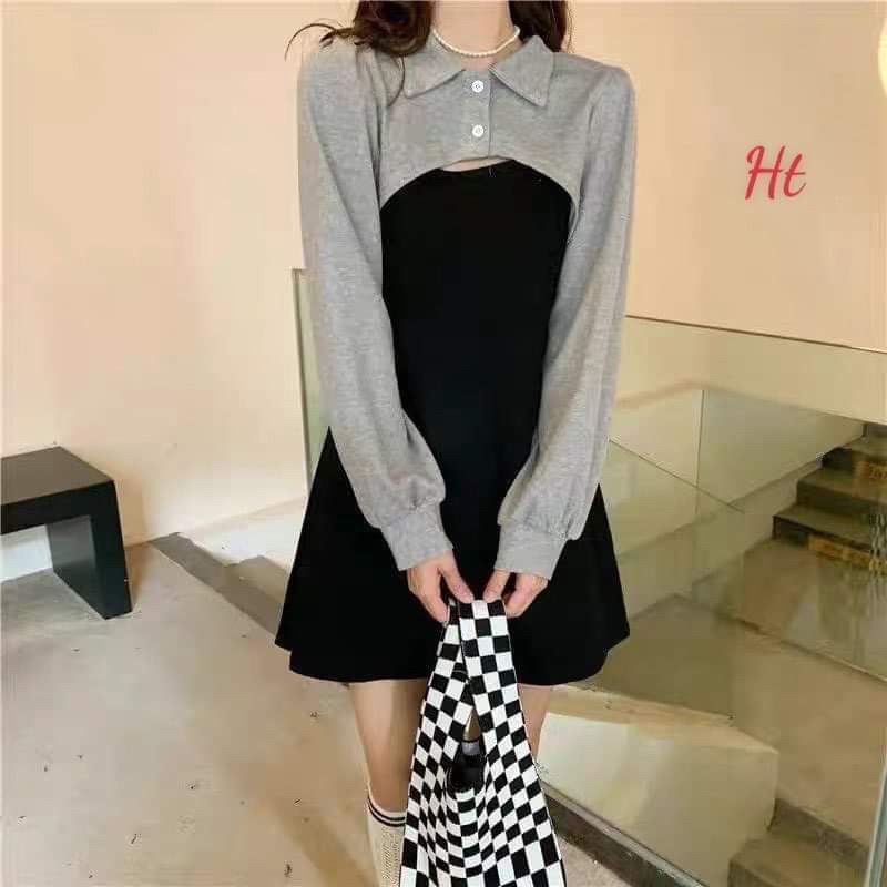 Sét váy đen xám hai món HSU1